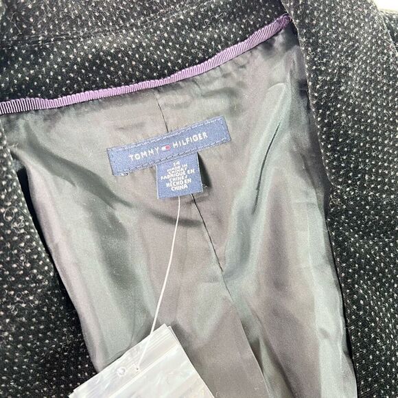 Tommy Hilfiger Jacket Blazer Womens 14 Black Velvet Single Button Black NEW - Picture 6 of 13